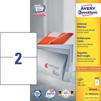 Avery-Zweckform 3655 Universele etiketten 210 x 148 mm Papier Wit 200 stuk(s) Permanent hechtend Inkjet, Laser (zwart/wit), Laser (kleur), Kopiëren - thumbnail