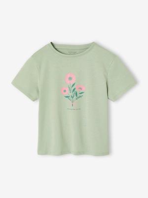 T-shirt voor meisjes met print en korte mouwen saliegroen T-shirt voor meisjes met print en korte mouwen saliegroen