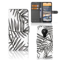 Nokia 5.3 Hoesje Leaves Grey - thumbnail
