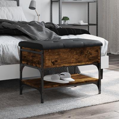 Schoenenbank 62x42x45 cm bewerkt hout gerookt eikenkleurig Schoenenbank 62x42x45 cm bewerkt hout gerookt eikenkleurig