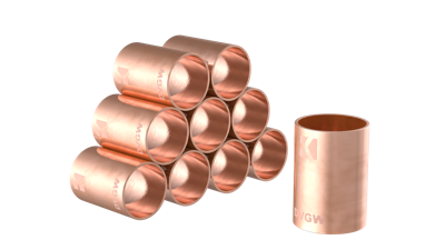 Kirchhoff Koperen dubbele sokkel, blank, 15 mm, 2 sockets, (5270) (10x) - 989097655