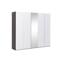 Goossens Kledingkast Easy Storage Ddk, Kledingkast 253 cm breed, 220 cm hoog, 4x glas draaideur en 1x spiegel draaideur midden - thumbnail