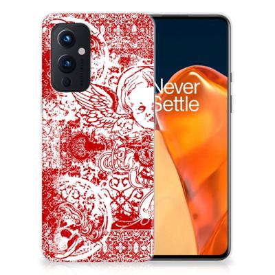 Silicone Back Case OnePlus 9 Angel Skull Rood Silicone Back Case OnePlus 9 Angel Skull Rood