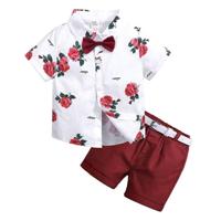 Zomer jongens print korte mouw shirt + Shorts Set Kid grootte: 90cm (wit) - thumbnail