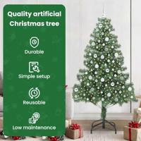 VidaXL Kerstboom met 300 led met standaard groen 210 cm pvc - thumbnail