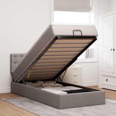 Ottoman bed met matras en LED's 80x200cm stof taupe