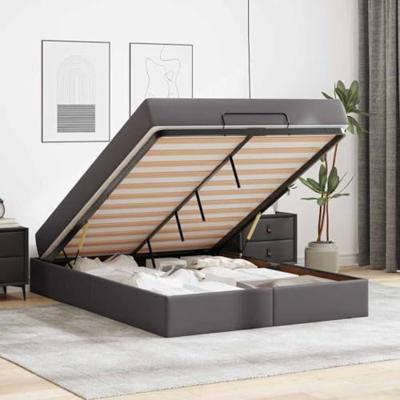 Bedframe met matras met matras Grijs 160 x 200 cm Kunstleer