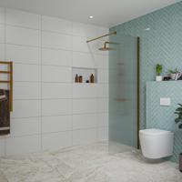 Fortifura Galeria inloopdouche - 70x200cm - ribbelglas - wandarm - Geborsteld koper PVD (Koper) SW797949/SW876702 - thumbnail