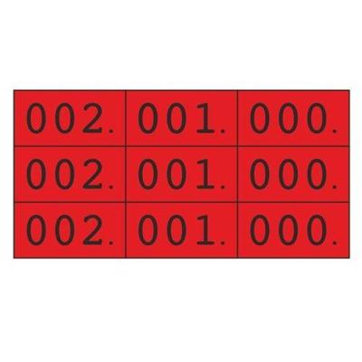 Schoen-gelijkheidsnr rood 3x nr 000-999 Schoen-gelijkheidsnr rood 3x nr 000-999