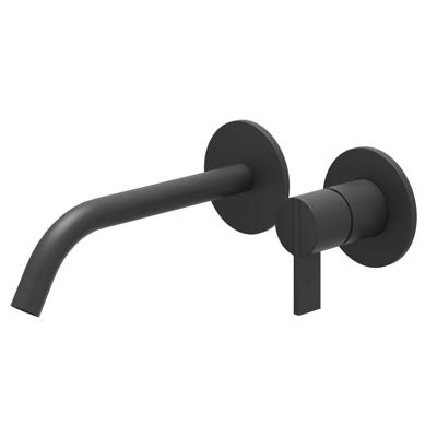 IVY Pact Wastafelkraan Afbouwdeel - 2-Gats Wandmontage - Gebogen Uitloop - Mat Zwart