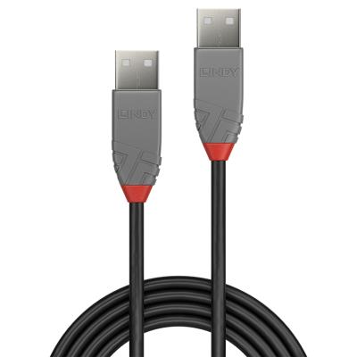 LINDY 36693 USB-kabel USB 2.0 USB-A stekker, USB-A stekker 2.00 m Zwart, Grijs