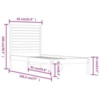 Bedframe massief hout 75x190 cm - thumbnail