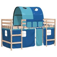 Kinderhoogslaper met tunnel 80x200 cm massief grenenhout blauw - thumbnail