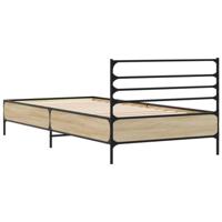Bedframe bewerkt hout en metaal sonoma eikenkleurig 75x190 cm - thumbnail