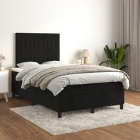 Boxspring met matras fluweel zwart 120x200 cm - thumbnail