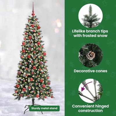 VidaXL Kunstkerstboom met 300 led groen 180 cm pvc en plastic en staal