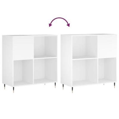 Platenkast 84,5x38x89 cm bewerkt hout wit - thumbnail