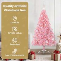 VidaXL Kunstmatig voorverlicht kerstboom met 150 led roze 150 cm pvc - thumbnail