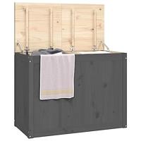 Wasmand 88,5x44x66 cm massief grenenhout grijs - thumbnail