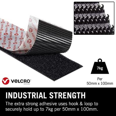VELCRO® VEL-EC60243 Klittenband Om vast te plakken Haak- en lusdeel, Extra sterk (l x b) 5000 mm x 50 mm Zwart 5 m