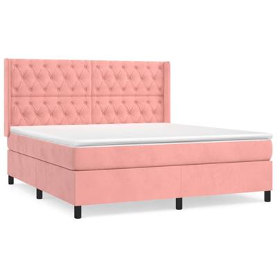 Boxspring met matras fluweel roze 160x200 cm
