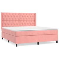 Boxspring met matras fluweel roze 160x200 cm - thumbnail