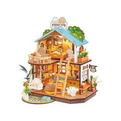 Robotime Puppy Cozy Villa Miniatuurhuisje Bouwpakket Modelbouw