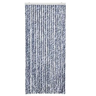 Vliegengordijn 90x220 cm chenille blauw, wit en zilver