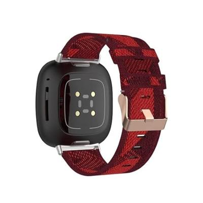 Fitbit Versa 3/4 & Sense 1/2 Canvas nylon bandje - Rood Fitbit Versa 3/4 & Sense 1/2 Canvas nylon bandje - Rood