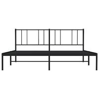 Bedframe met hoofdbord metaal zwart 193x203 cm - thumbnail