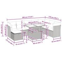 9-delige Loungeset met kussens poly rattan zwart - thumbnail