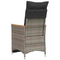 Tuinstoelen 2 st verstelbaar met kussens poly rattan grijs - thumbnail