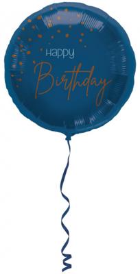 Folieballon &apos;Happy Birthday&apos; Elegant True Blue (45cm)