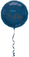 Folieballon &apos;Happy Birthday&apos; Elegant True Blue (45cm) - thumbnail