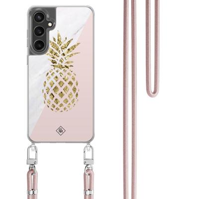 Samsung Galaxy S24 FE hoesje met rosegoud koord - Ananas
