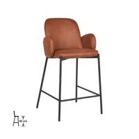 D-MAXX Barkruk Jari - Cognac - Microfiber - Zithoogte 65 - thumbnail