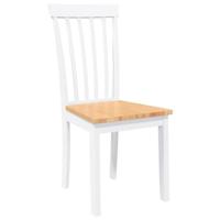 Eetkamerstoelen 2 st massief hout rubber wit - thumbnail