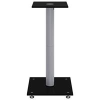 VidaXL Luidsprekerstandaards 2 st 1 pijler gehard glas zwart en zilver - thumbnail