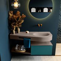 MONDIAZ RIVA 120cm badmeubel onderkast / planchet kleur Smag met 1 lade. Wastafel DULCET rechts 0 kraangaten kleur Smoke. - thumbnail