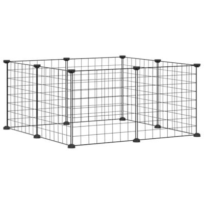 VidaXL Huisdierkooi met 8 panelen, zwart, 35x35 cm, staal - thumbnail