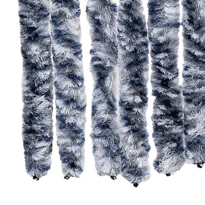 VidaXL Vliegengordijn 118x220 cm chenille blauw en wit VidaXL Vliegengordijn 118x220 cm chenille blauw en wit