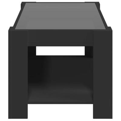 Salontafel met LED 93x53x45 cm bewerkt hout zwart
