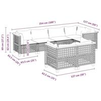 7-delige Loungeset met kussens poly rattan beige - thumbnail