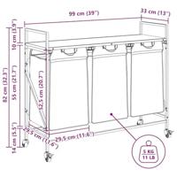 Wasmand 3 vakken met planken gerookt eikenkleurig - thumbnail