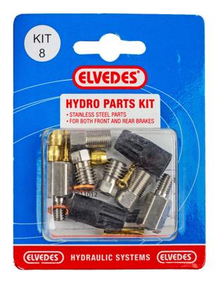 Elvedes Hydraulische onderdelen kit 8 m 9 x 1,25 en m6 rvs