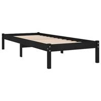 Bedframe massief hout zwart 75x190 cm - thumbnail