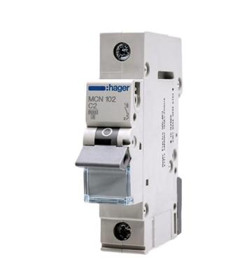 Hager MCN102 Zekeringautomaat 1-polig 2 A 400 V Hager MCN102 Zekeringautomaat 1-polig 2 A 400 V