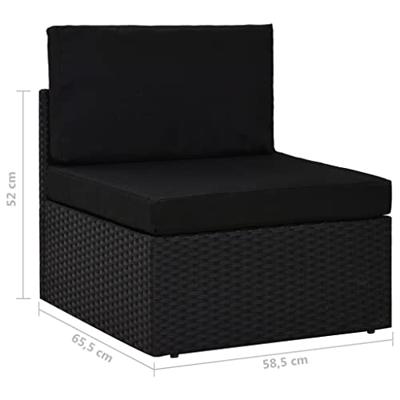 Driezitsbank sectioneel poly rattan zwart - thumbnail