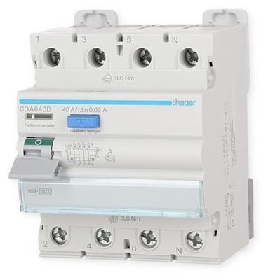 Hager CDA640D Aardlekschakelaar A 4-polig 40 A 0.03 A 400 V