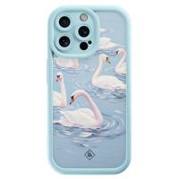 iPhone 15 Pro Max blauwe case - Zwanen - thumbnail